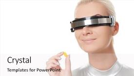  Presentation with cyber - PPT layouts having future pills - beautiful cyber woman background and a sky blue colored foreground