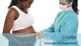 Presentation with pregnant woman doctor - PPT layouts consisting of future pills - doctor examining a pregnant woman background and a light blue colored foreground