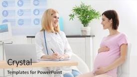  Presentation with pregnant woman - Audience pleasing PPT layouts consisting of future pills - gynecologist writing prescription to pregnant backdrop and a lemonade colored foreground