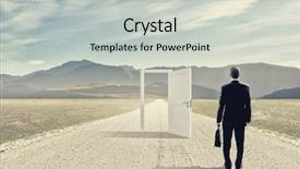  Presentation with decision making - Colorful presentation enhanced with future road - businessman standing in front backdrop and a light gray colored foreground