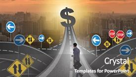  Presentation with profit - Slide deck having future road - businessman walking towards his profit background and a gray colored foreground