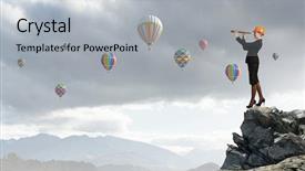  Presentation with woman engineer - Amazing slide set having future scope - young woman engineer on rock backdrop and a  colored foreground