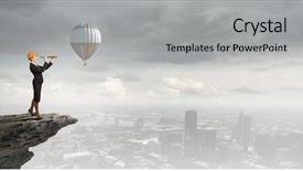  Presentation with woman engineer - Beautiful slide deck featuring future scope - young woman engineer on rock backdrop and a light gray colored foreground