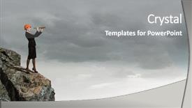  Presentation with woman engineer - Colorful presentation enhanced with future scope - young woman engineer on rock backdrop and a  colored foreground