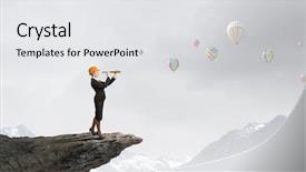  Presentation with scope - Audience pleasing presentation theme consisting of future scope - young woman engineer on rock backdrop and a  colored foreground