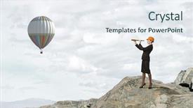  Presentation with scope - Presentation design having future scope - young woman engineer on rock background and a  colored foreground