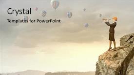  Presentation with woman engineer - Colorful PPT theme enhanced with future scope - young woman engineer on rock backdrop and a light gray colored foreground