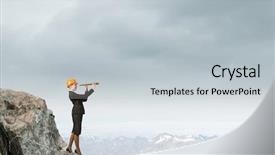  Presentation with woman engineer - Presentation design consisting of future scope - young woman engineer on rock background and a  colored foreground