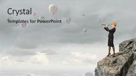  Presentation with woman engineer - Cool new PPT theme with future scope - young woman engineer on rock backdrop and a  colored foreground