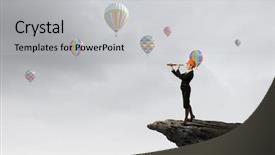  Presentation with woman engineer - PPT layouts enhanced with future scope - young woman engineer on rock background and a light gray colored foreground