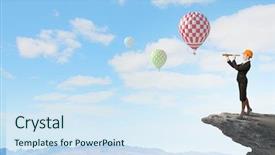  Presentation with woman engineer - Slide deck enhanced with future scope - young woman engineer on rock background and a  colored foreground