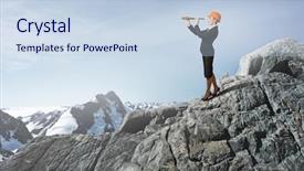  Presentation with woman engineer - PPT layouts enhanced with future scope - young woman engineer on rock background and a  colored foreground