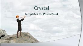  Presentation with woman engineer - PPT theme having future scope - young woman engineer on rock background and a  colored foreground