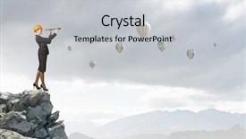  Presentation with woman engineer - Beautiful slide deck featuring future scope - young woman engineer on rock backdrop and a  colored foreground