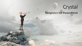  Presentation with woman engineer - Beautiful theme featuring future scope - young woman engineer on rock backdrop and a light gray colored foreground