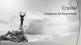  Presentation with woman engineer - Cool new PPT layouts with future scope - young woman engineer on rock backdrop and a light gray colored foreground