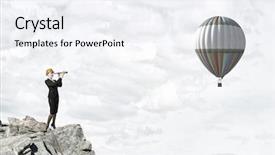  Presentation with woman engineer - Slide set featuring future scope - young woman engineer on rock background and a sky blue colored foreground