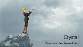  Presentation with woman engineer - Audience pleasing presentation theme consisting of future scope - young woman engineer on rock backdrop and a  colored foreground