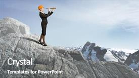  Presentation with woman engineer - Presentation design featuring future scope - young woman engineer on rock background and a  colored foreground