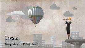  Presentation with woman engineer - Presentation theme consisting of future scope - young woman engineer on top background and a light gray colored foreground