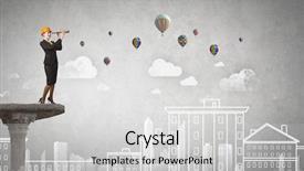  Presentation with scope - Presentation consisting of future scope - young woman engineer on top background and a  colored foreground