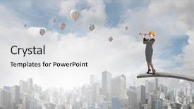  Presentation with woman engineer - Slide deck featuring future scope - young woman engineer on top background and a  colored foreground