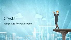  Presentation with woman engineer - Cool new presentation design with future scope - young woman engineer on top backdrop and a  colored foreground