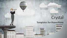  Presentation with scope - Presentation theme featuring future scope - young woman engineer on top background and a  colored foreground