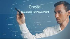  Presentation with woman engineer - Slides enhanced with future software engineering - young woman working with virtual background and a ocean colored foreground