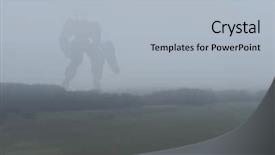  Presentation with military robot - Amazing theme having future soldiers - sci-fi military giant battle machine backdrop and a light gray colored foreground