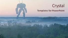  Presentation with military robot - Theme with future soldiers - sci-fi military giant battle machine background and a lemonade colored foreground