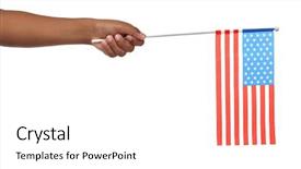  Presentation with broken wall american flag - Slide deck consisting of future state - boy hand holding american flag background and a white colored foreground