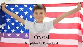  Presentation with broken wall american flag - PPT layouts with future state - boy holding american flag background and a  colored foreground