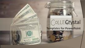  Presentation with college - Slide deck having future state - dollars and coins in glass background and a light gray colored foreground