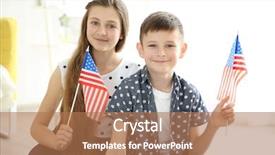  Presentation with grave marker american flag - PPT theme having future state - kids and american flag background and a  colored foreground