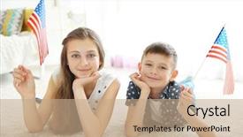  Presentation with 3d figure american flag - Slide set featuring future state - kids and american flag background and a  colored foreground