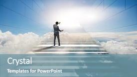  Presentation with career - Cool new PPT theme with future steps - businessman climbing up challenging career backdrop and a seafoam green colored foreground