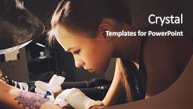  Presentation with tattoo - Theme having future tattoo dark key background and a tawny brown colored foreground