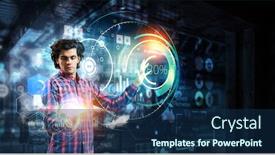  Presentation with today - Theme having future-technologies-today-mixed-media background and a navy blue colored foreground