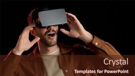  Presentation with black technology - PPT theme featuring future-technology-and-people-concept background and a wine colored foreground