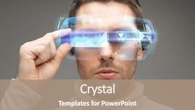  Presentation with futuristic glasses - PPT layouts with future technology and people concept background and a coral colored foreground