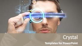 Presentation with futuristic glasses - Presentation theme featuring future technology and people concept background and a gray colored foreground