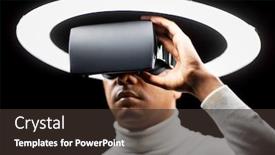  Presentation with augmented reality - Cool new PPT theme with future-technology-augmented-reality backdrop and a dark gray colored foreground