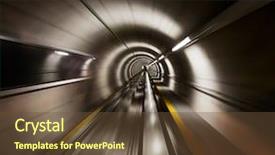  Presentation with airport city - Audience pleasing PPT theme consisting of future technology city - going trough the underground tunnel backdrop and a tawny brown colored foreground
