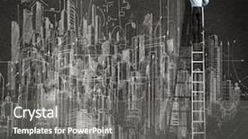  Presentation with future city - Theme with future technology city - rear view of businessman standing background and a gray colored foreground