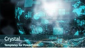  Presentation with future digital technology - Slide set with future technology digital screen hologram background and a ocean colored foreground