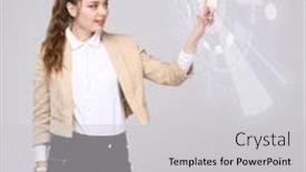  Presentation with futuristic - Slides with future-technology-woman-working background and a light gray colored foreground