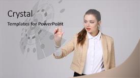  Presentation with futuristic - Slides enhanced with future technology woman working background and a light gray colored foreground