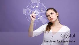  Presentation with futuristic - Presentation theme featuring future technology woman working background and a coral colored foreground