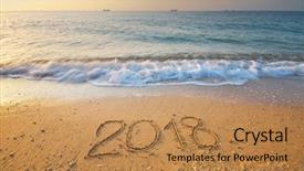  Presentation with sea shore - Cool new presentation design with future tourism - 2018 year on the sea backdrop and a coral colored foreground